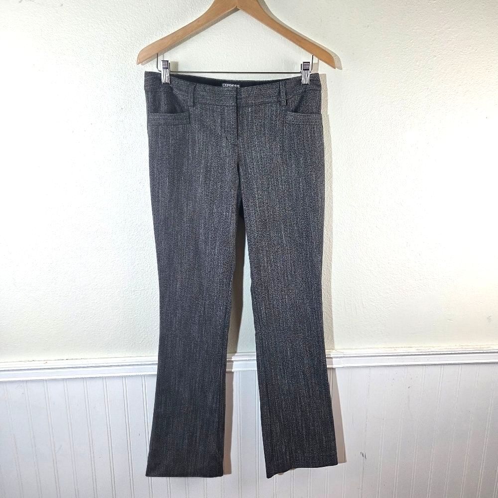 Express Columnist Womens Gray Dress Pants Size 4 Regular Mid Rise Bootcut Work